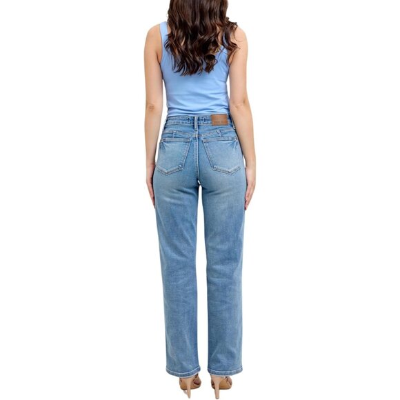 Mid Rise Tummy Control Jeans Vintage Wash Straight Leg Womens Size 26 - Picture 6 of 9